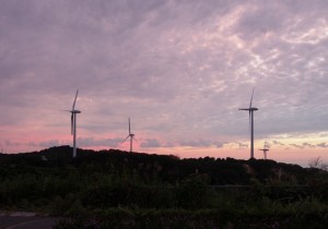 夕焼け空と風車